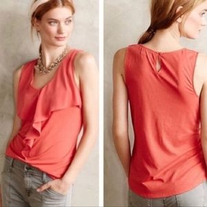 Anthropologie Deletta Ruffle Pinna V-neck Tee